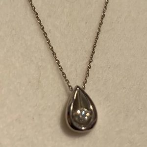 Diamond Tear Drop Necklace w/ white gold